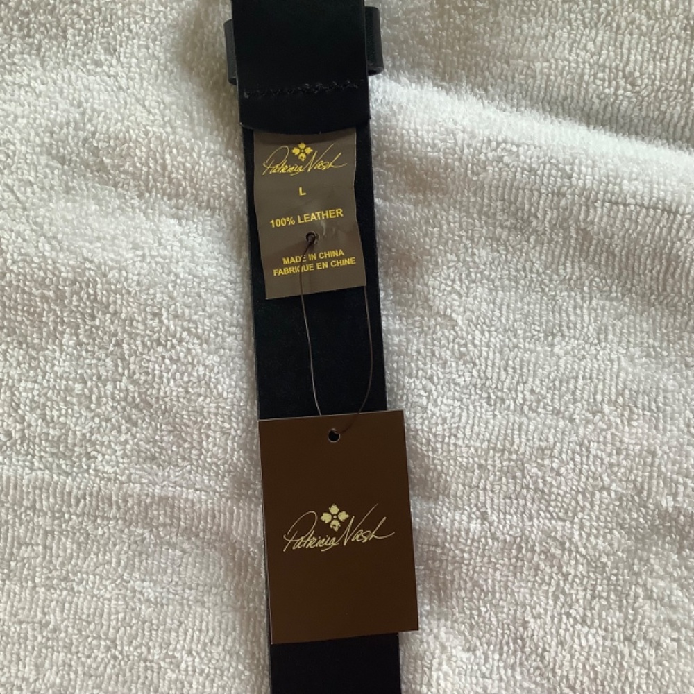 Patricia Nash Leather Morely Horse Buckle Belt Black SZ Large - Picture 7 of 8